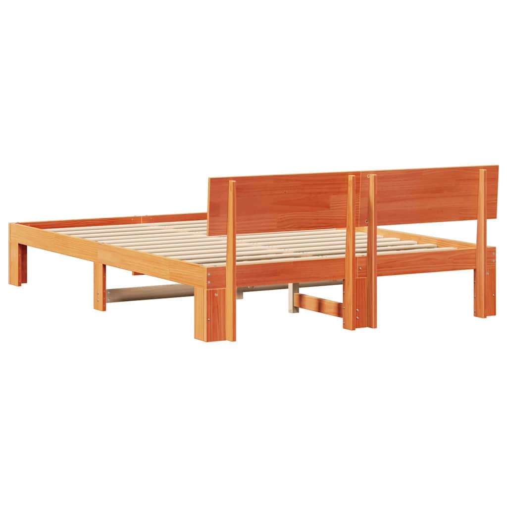 Bed Frame Wax Brown 140 x 200 cm Solid Pine Wood