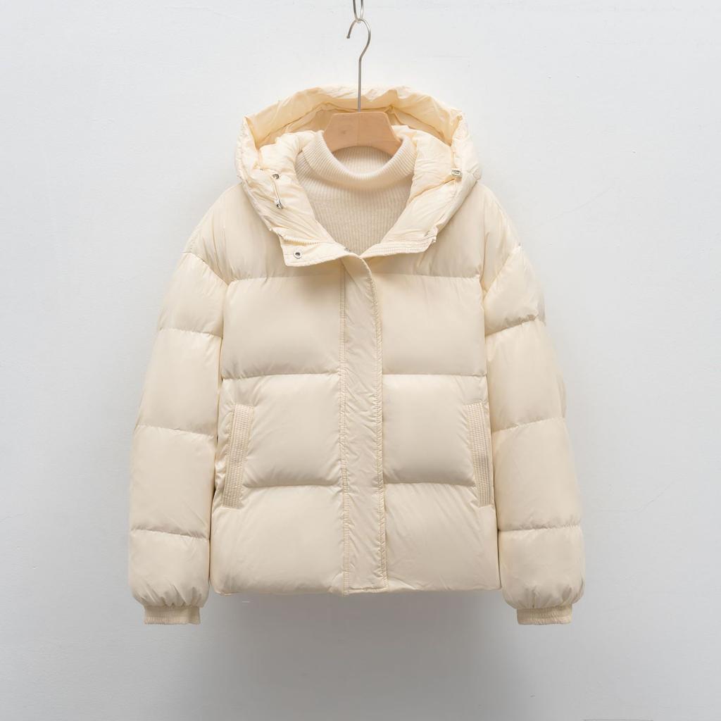 Down Jacket Loose Solid Color Simple Hooded Women's New Winter Warm Thickened Coat