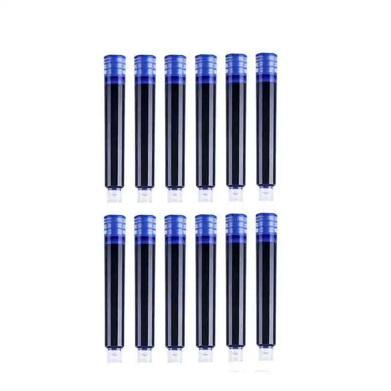 12PCS/Set Colourful Ink Sac Fountain Pen Ink Cartridges Refills Ink 3.4mm Blue Black Refills Drawing School Office Supplies