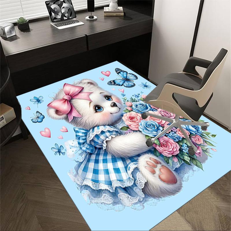 

1PC Blue, cute bear Extra Large Non-Slip Floor carpet, Office, family, bedroom, Studio - Large Area Rug Indoor Rugs, Vibrant Colors-A248 60cm by 90cm