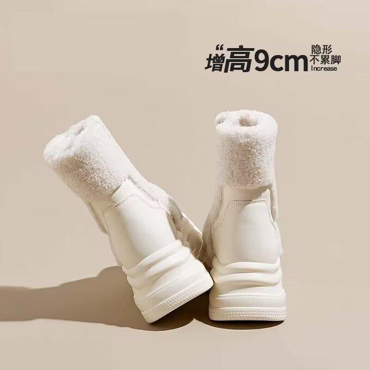 Thick-soled inner height-increasing snow boots for women 2025 autumn new versatile casual velvet warm small short boots for women