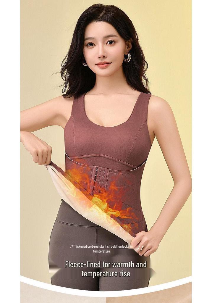 Women's Thermal Fleece Vest: Waist-Slimming Shapewear, No Bra Needed, Constant Temperature, Fleece-Lined, Thickened Underwear
