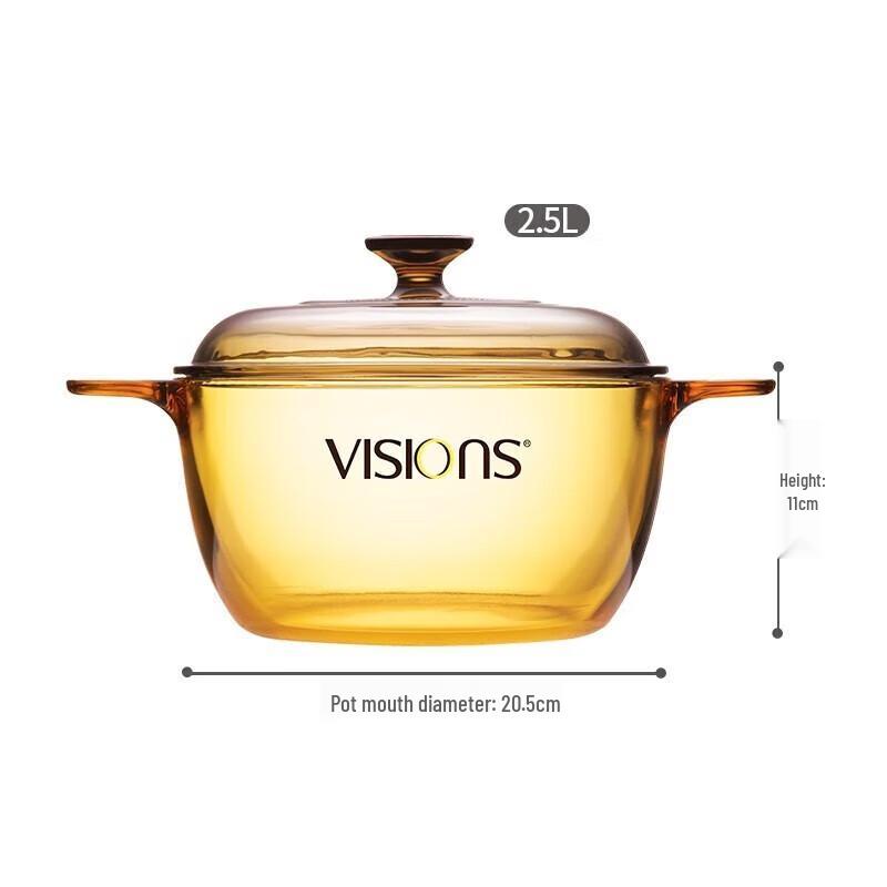 VISIONS Corning Crystal Transparent Glass Soup Pot
