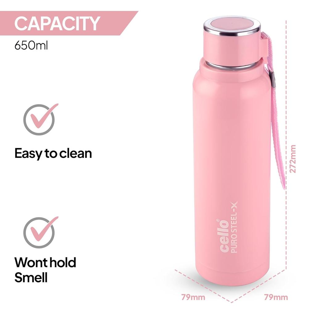 Insulated Water Bottle For Gym Travel And Office Use | BPA-Free Stainless Steel | Leakproof Pink Bottle With Wrist Strap For Outdoor Sports