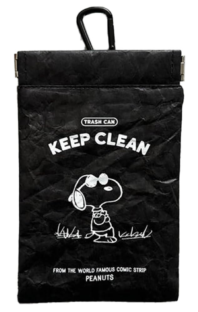 Hemmings POY PEANUTS Portable Trash 10 x 16 with Carabiner and Side 4494104 Can, Approx. cm, Pocket, Black,