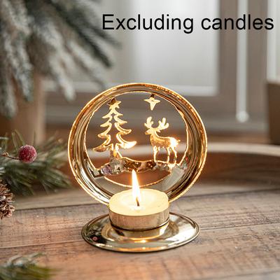 1PC Neue Weihnachten Skandinavischen Tabletop Gold Eisen Kerzenhalter Projektor Wind Lampe Ornamente