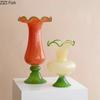 Creative Lotus Leaf Ruffle Glass Vase Plant Pots Table Decoration Flowers Arrangement Modern Floral Vase Room Aesthetic Decor
