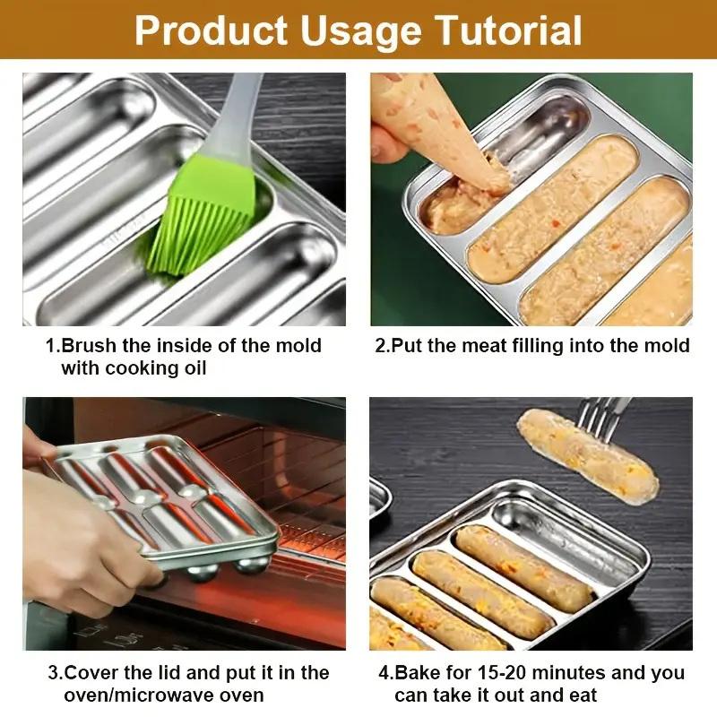 1Pieces 6 In 1 Sausage Maker Stainless Steel Mold DIY Hot Dog Handmade Ham Sausage Mould Kitchen Making Outdoor Tableware