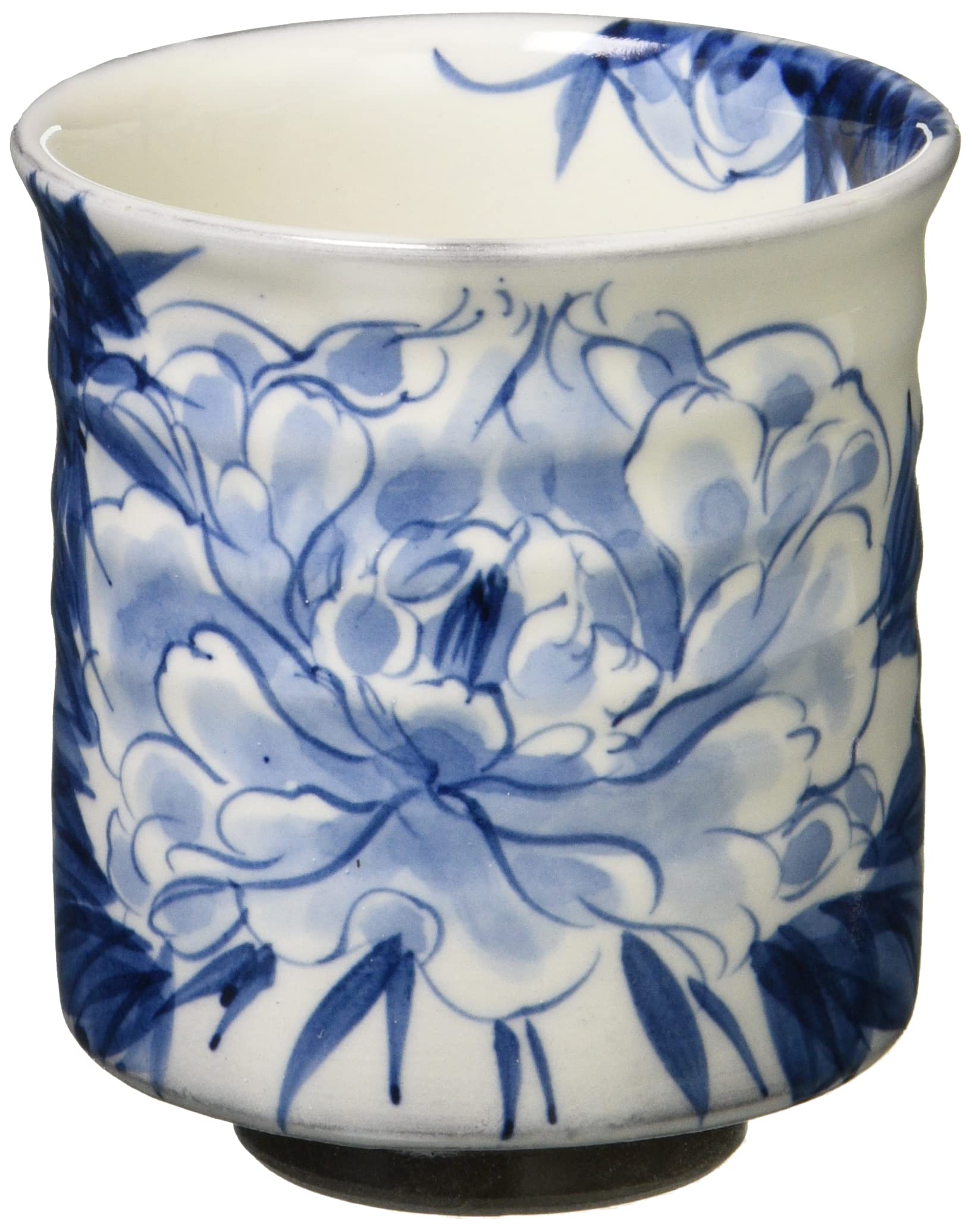 

Kyoto ware, Kiyomizu ware, Touan kiln, teacup, blue and white peony, KTA583