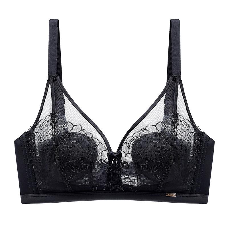 Rabbit Ear Bra Women's Crystal Cup Thin Seamless Latex Underwear Women's Gathering Bra Without Underwire