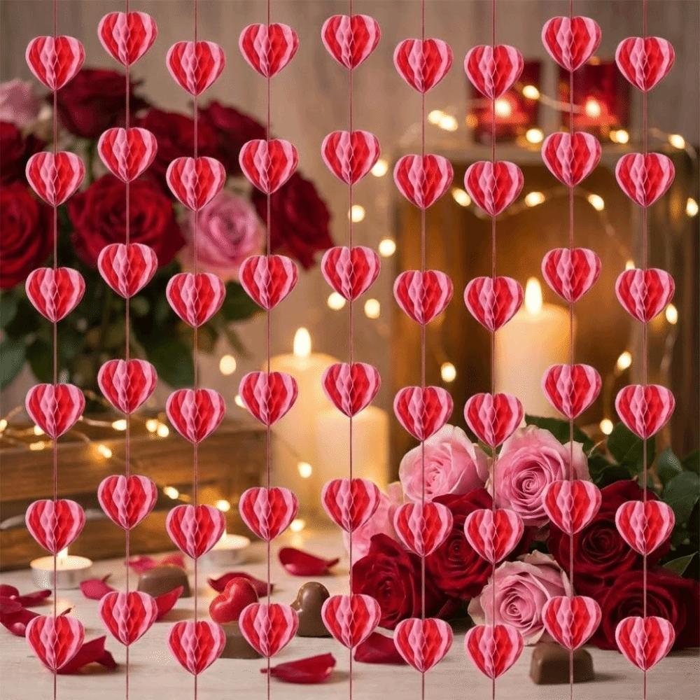 1.5m Heart Honeycomb Ball String Stereoscopic Valentines Day Decoration Lantern  Bridal Shower