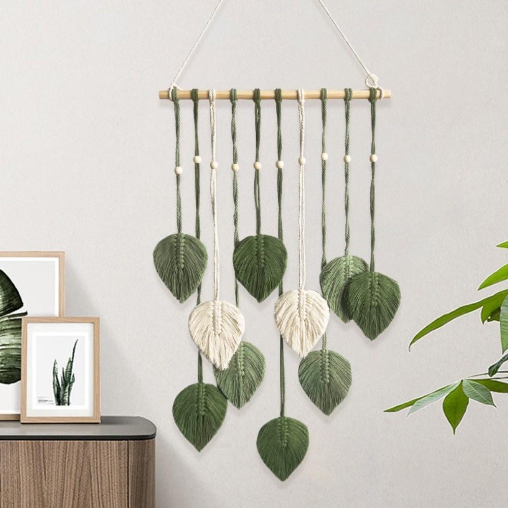 Cotton Wall Art Leaf Tapestry Macrame Wall Hanging Pendant Craft Boho Wall Decor Gift