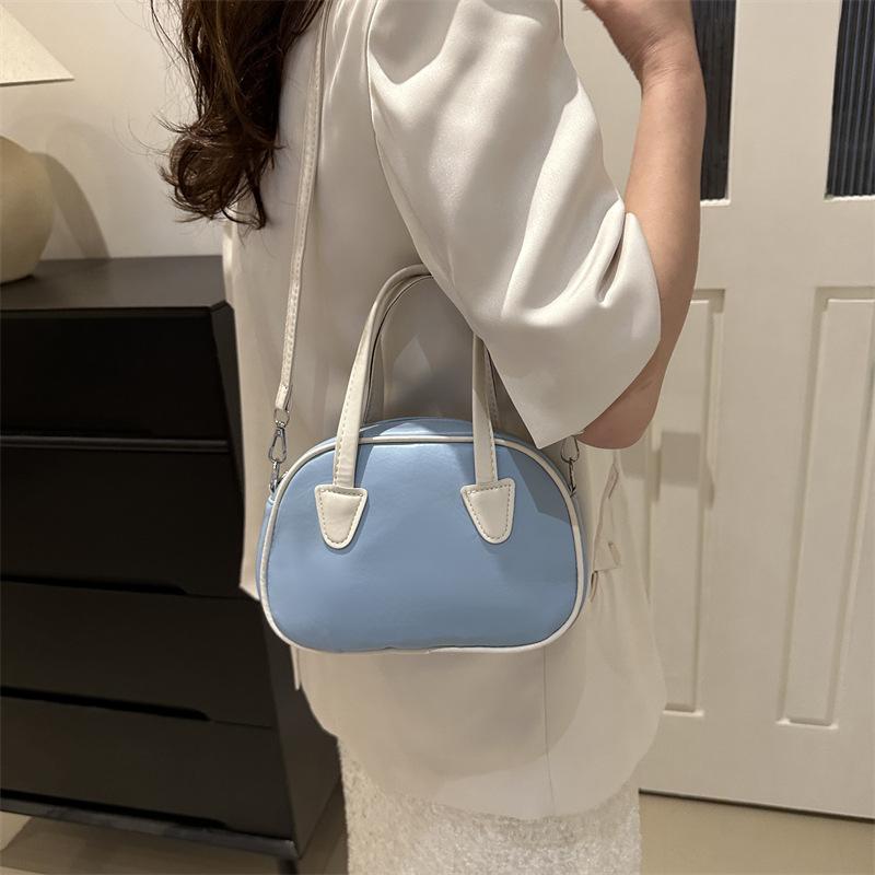 Niche Design Textured Hand-held Bowling Bag for Women New Fashionable Shell Bag Beautiful Pink Crossbody Bag