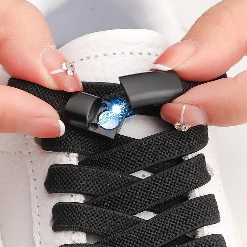 Magnetic Shoe Laces Clip Flat Elastic Stretch Laces Sneakers Lazy No Tie Shoelaces Woman Men Children Casual Shoelace for