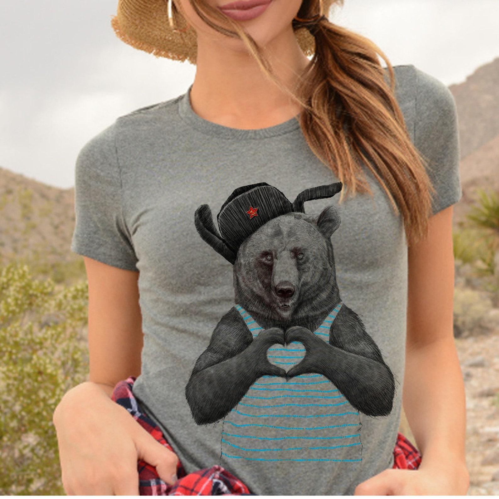 Russian Bear T shirt, Funny Soviet Bear T shirt, Love Russia Tee Shirt, Misha Symbol of Russia Gift, National Animal of the Soviet Union 4XL