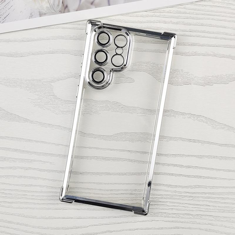 Luxury Shockproof Clear Soft Case For Samsung Galaxy S25 Edge S24 S23 FE S22 Ultra Plus S25+ Plating Transparent Cover TPU Shell