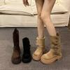 Brown Two-wear Locomotive Martin Boots Women's Autumn and Winter New Thick-soled Heightening Maillard Boots Small Short Boots
