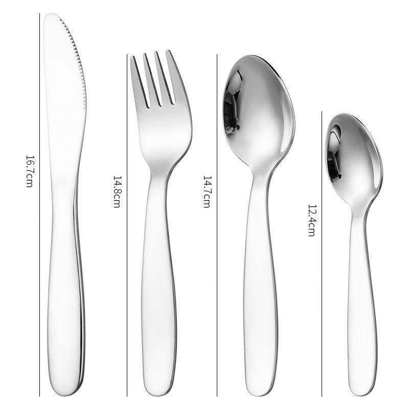 4 Pcs Set 304 Stainless Steel Children's Cutlery Set Portable Western Thickening Knives Forks Spoons Tableware Dinnerware