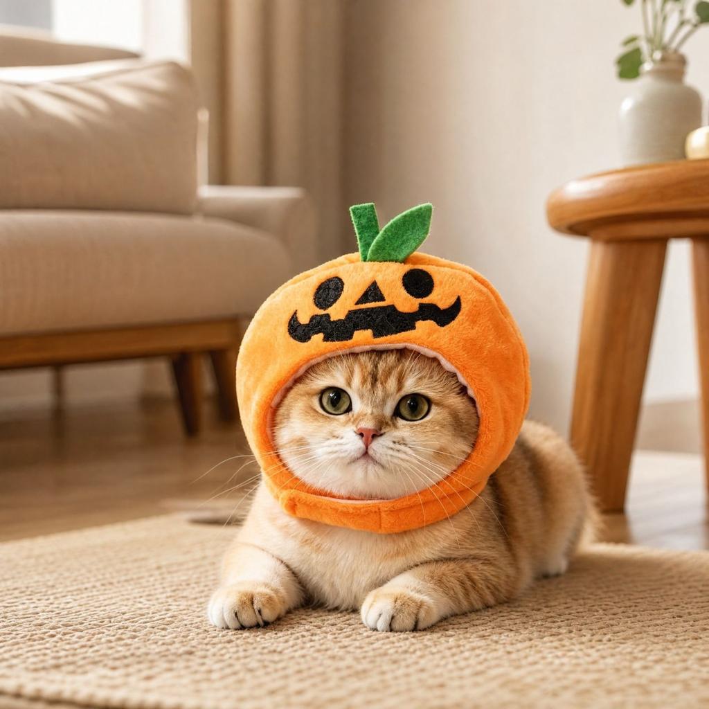 Halloween Pet Pumpkin Hat One Size Costume Accessory for Cats and Dogs