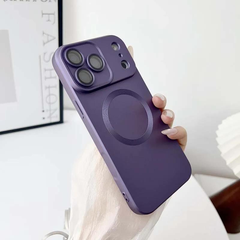 Luxury Metal Paint Glossy Magnetic Charging Case For IPhone 17Pro Max Air 16 15 14 13 12 Plus Soft TPU Lens Film Full-pack Cover