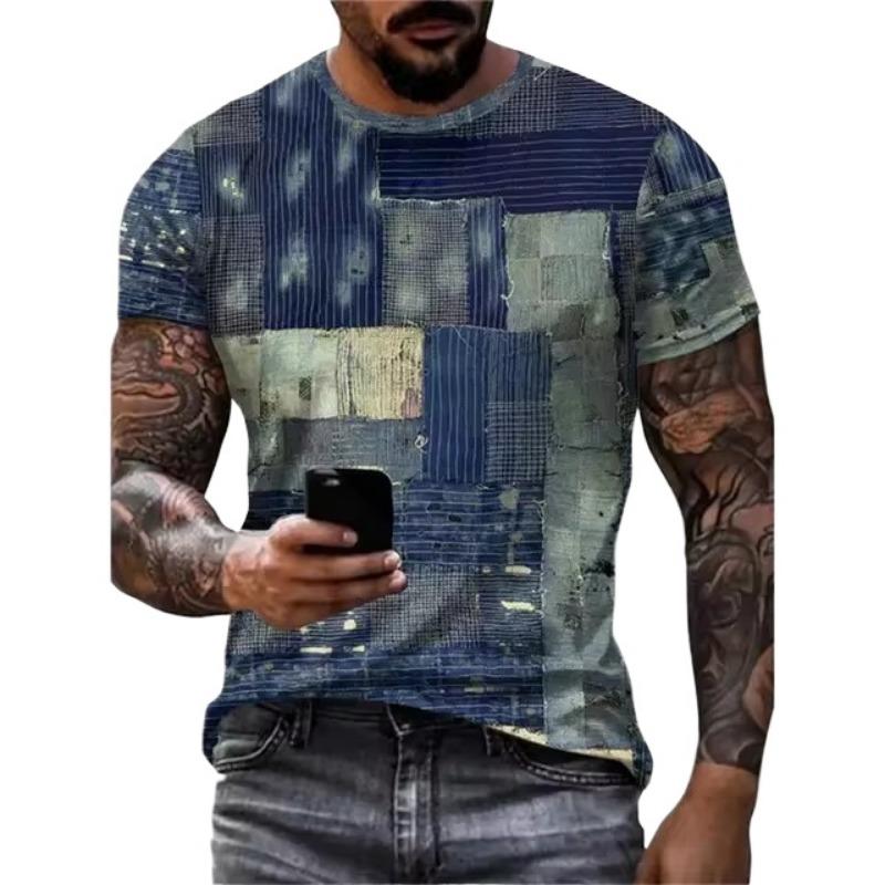Herr T-shirt 3D Digital Lapptäcke Grafiskt Tryck Herr Designertröjor Herr Sommarkläder Kortärmad Tee Street Toppar