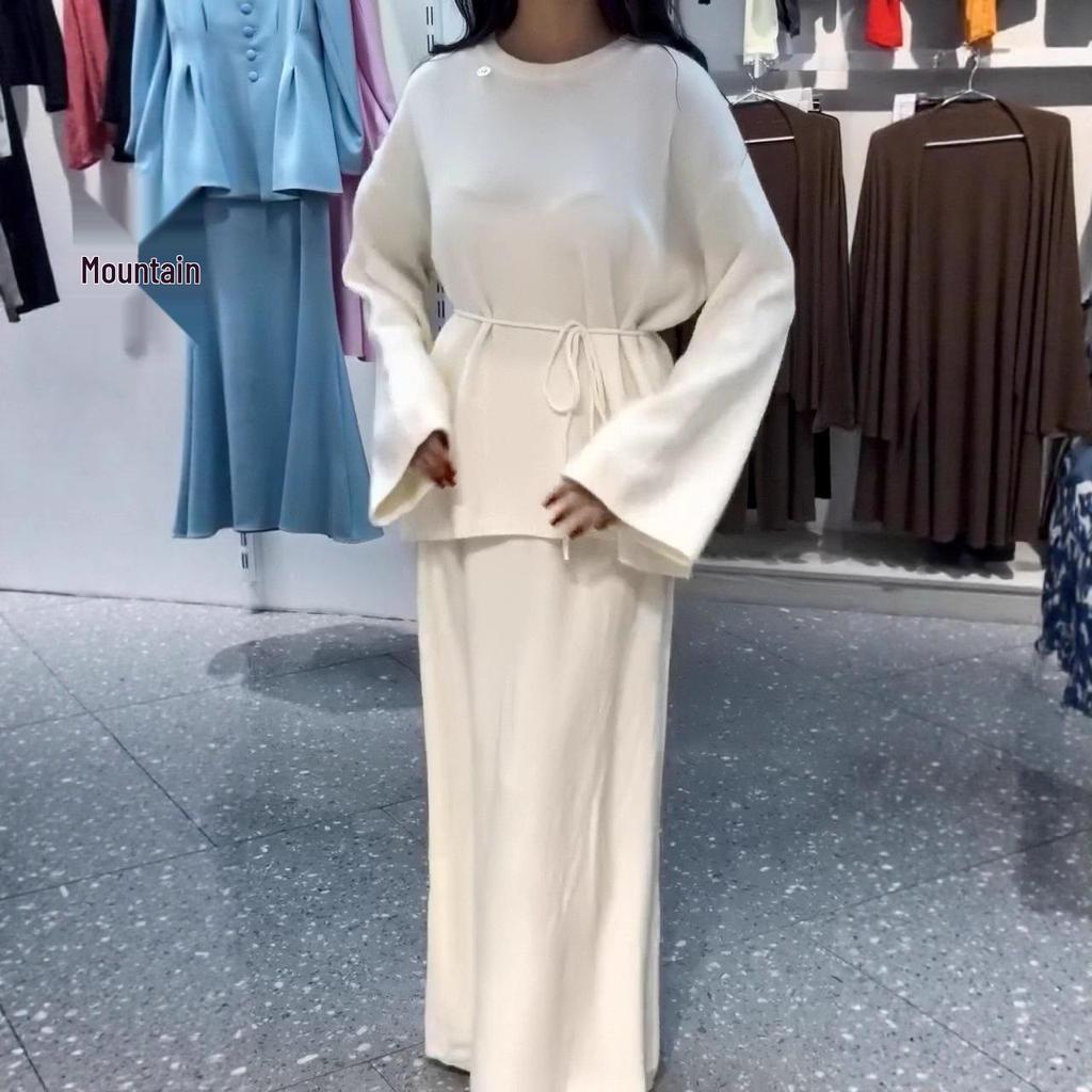 Autumn/Winter 2025 Women's Casual Lace-up Sweater & Skirt Set