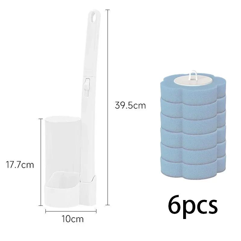 

6-24Pcs Disposable Toilet Brush Long Handle Wall-mounted Wc Cleaning Tool Kit with Replaceable Brush Head Bathroom Accessories
