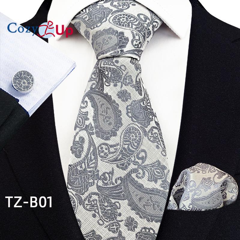 Cozy Up Three-piece Set Paisley Fashion Business Men's Tie Includes Tie Cufflinks Handkerchief