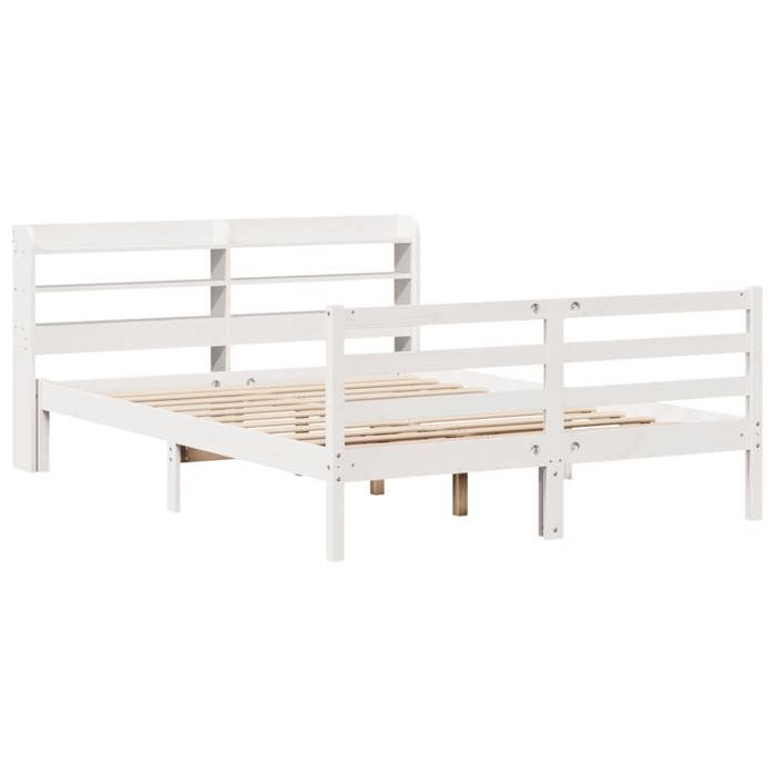 VidaXL Bed Frame with Headboard White 120x190 Cm Solid Pine Wood, Bed, Bedroom Furniture, Wooden Bed, Bed 3306634
