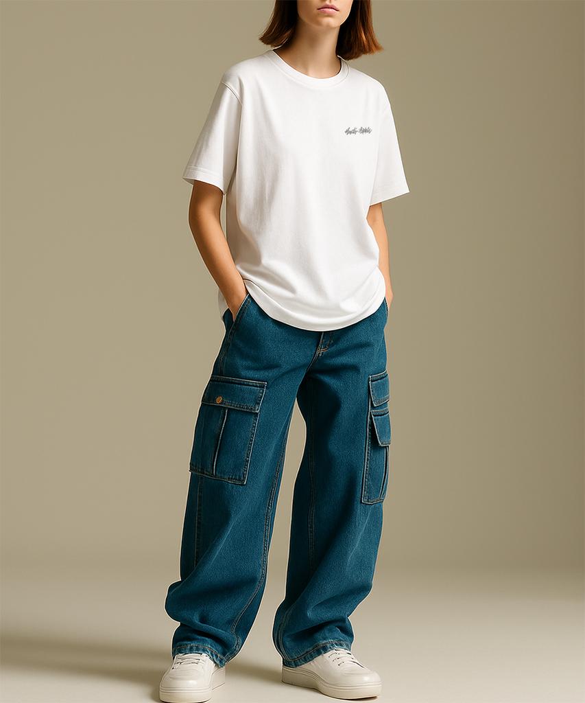 MONSTER REPUBLIC Vintage Circle Logo Mix Blue T-Shirt White_8106