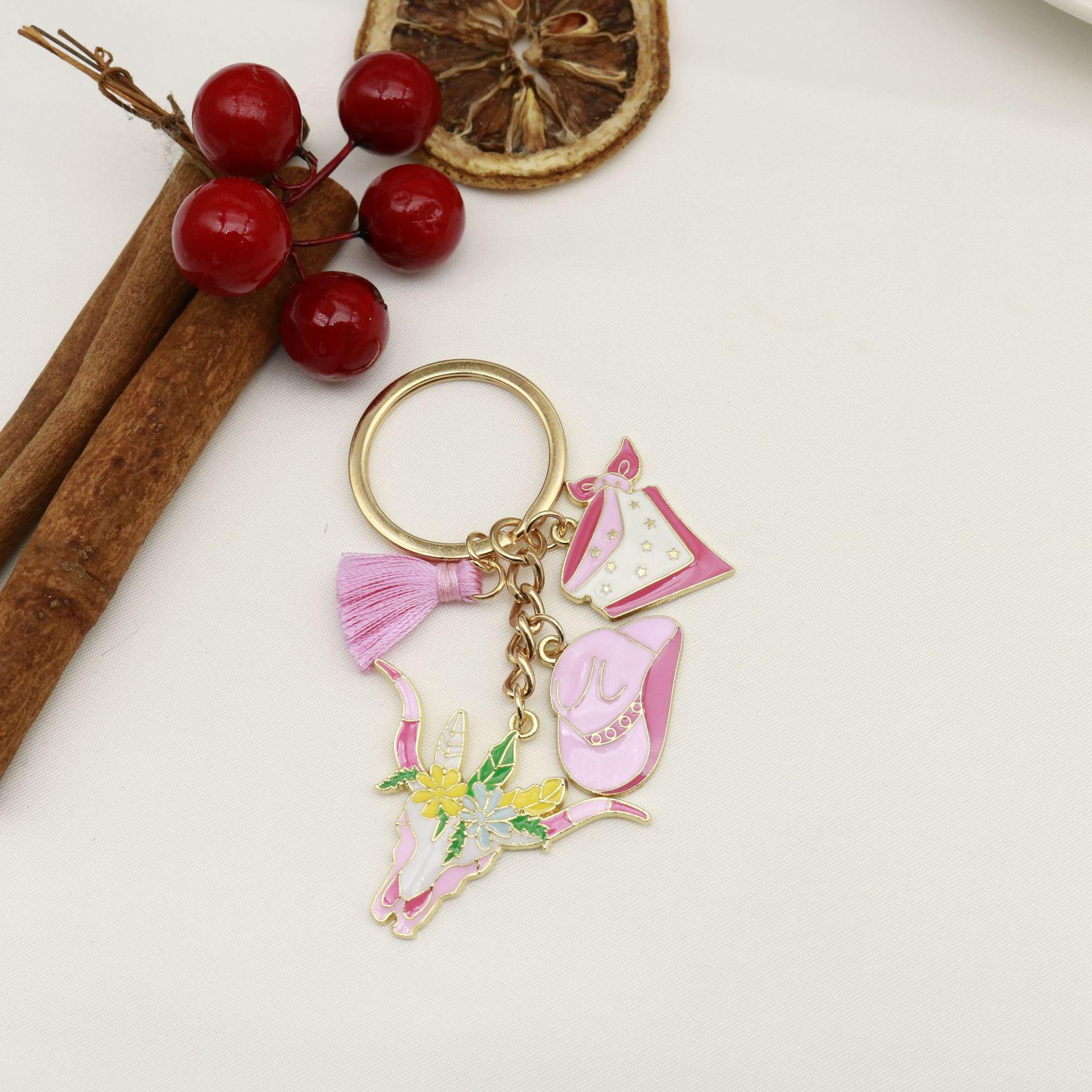 Cross-border Denim Hat Boots Horseshoe Horse Head Western Cowboy Grazing Bags Keychains розовый