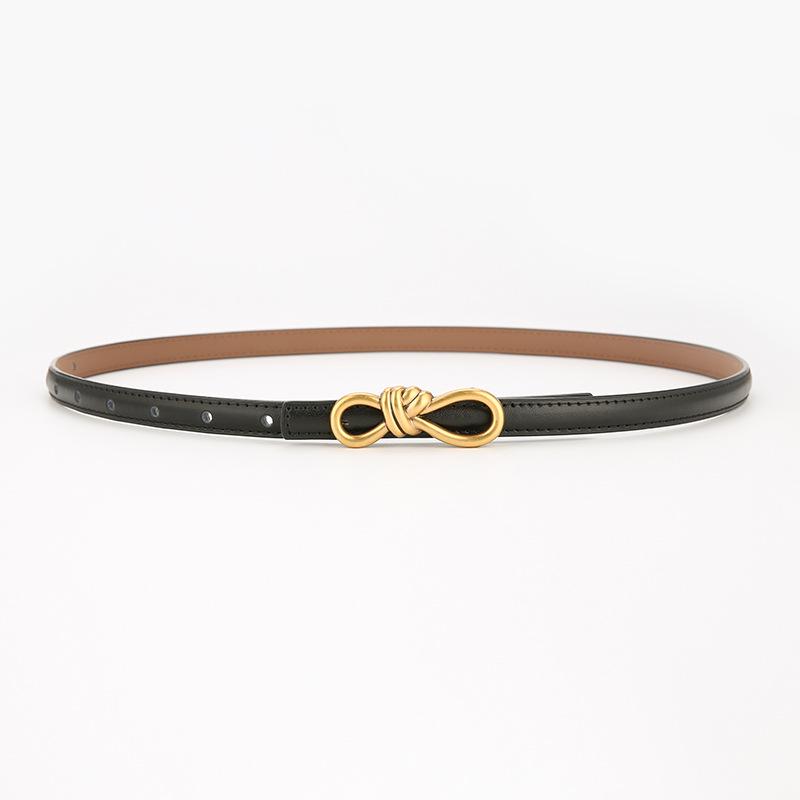 2025 Women's Versatile Genuine Leather Bowknot Waist Cinch - Thin Decorative Belt for Skirts and Shirts