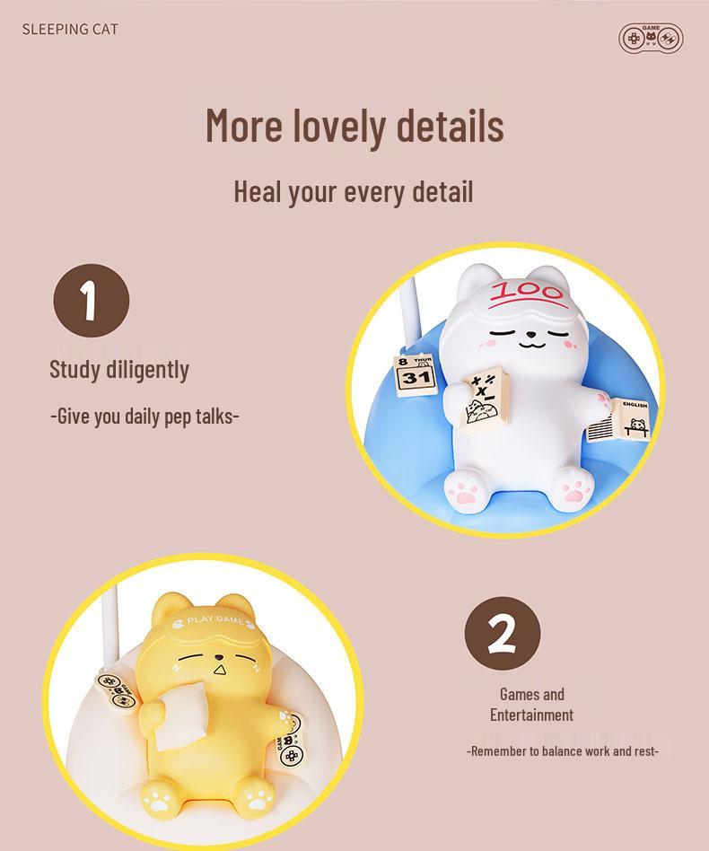 Cuddly Cat Night Light: USB Rechargeable Bedside Companion for Kids with Gentle Tap Activation and Soothing Glow for Nighttime Comfort.