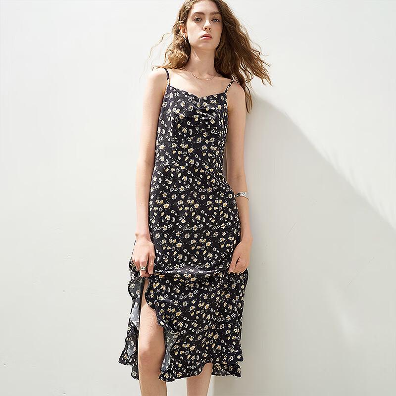 Chuyu Yellow Floral Slit Camisole Maxi Dress