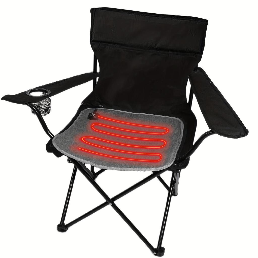 3-Level Adjustable Temperature USB Portable Heating Seat Cushion | Gray Oxford Fabric Material for Outdoor Heated Chair and Back Support Pad