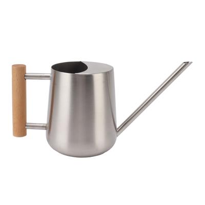 Watering Can 900ml Stainless Steel Long Spout Wooden Handle Elegant Flower Watering Pot for Garden