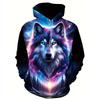Sudadera con Capucha Estampado de Lobo Flash para Hombre, Jersey Casual de Manga Larga de Moda como Regalo, Ropa para Exteriores