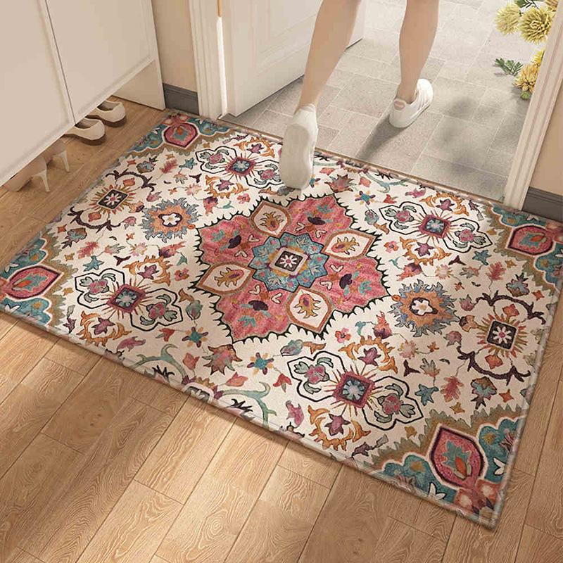 American Light Luxury Home Floor Mat Household Water-Absorbing Non-Slip Crystal Velvet Floor Mat Entrance Door Dirt-Resistant And Easy To Take Care Of
