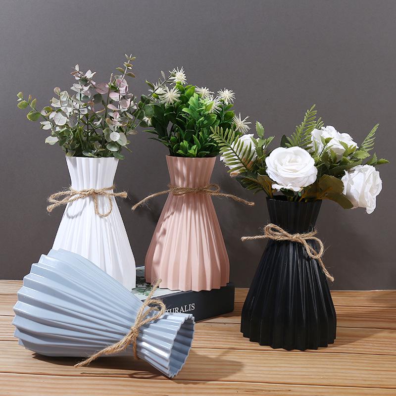 Minimalist Cinched Waist Origami Vase with Hemp Rope Accent for Artificial Flowers