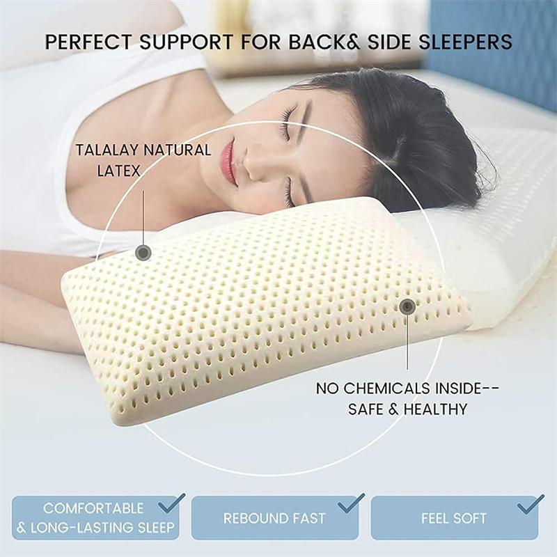 100% Natural Latex Sleeping Bed Pillow Luxury Pillow for Side Back and Stomach Sleepers Orthopedic Pillows Cervical Health Care