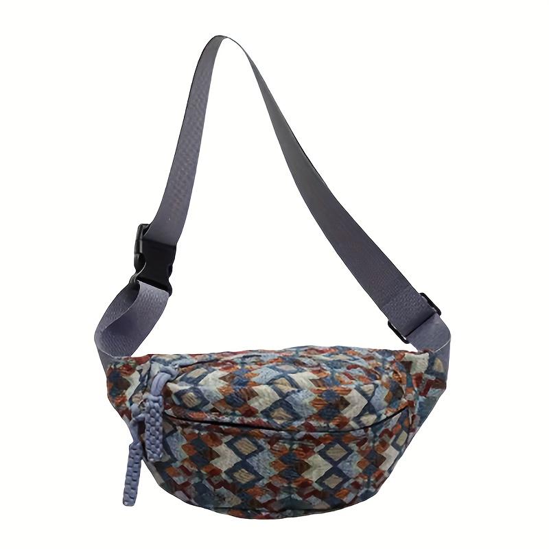 

Винтажная сумка-кроссбоди для бега для женщин Стильная поясная сумка с регулируемым ремнем, застежкой-молнией, идеально подходит для телефона, ключей, аксессуар для бега синий