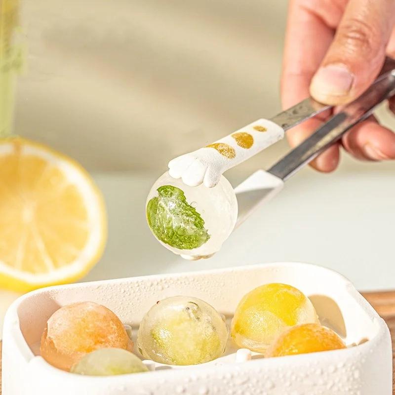 Home 6-cell Round Ice Cube Mold with Lid Summer Cooling Juice Drink Whiskey Ice Ball Maker Kitchen Gadgets PP Ice Cube Tray