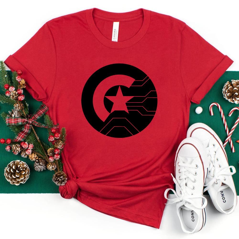 Футболка Зимний Солдат Футболка Зимний Солдат Баки Барнс Унисекс Графические Футболки Футболки с коротким рукавом Футболки Супергероев Повседневные Топы S