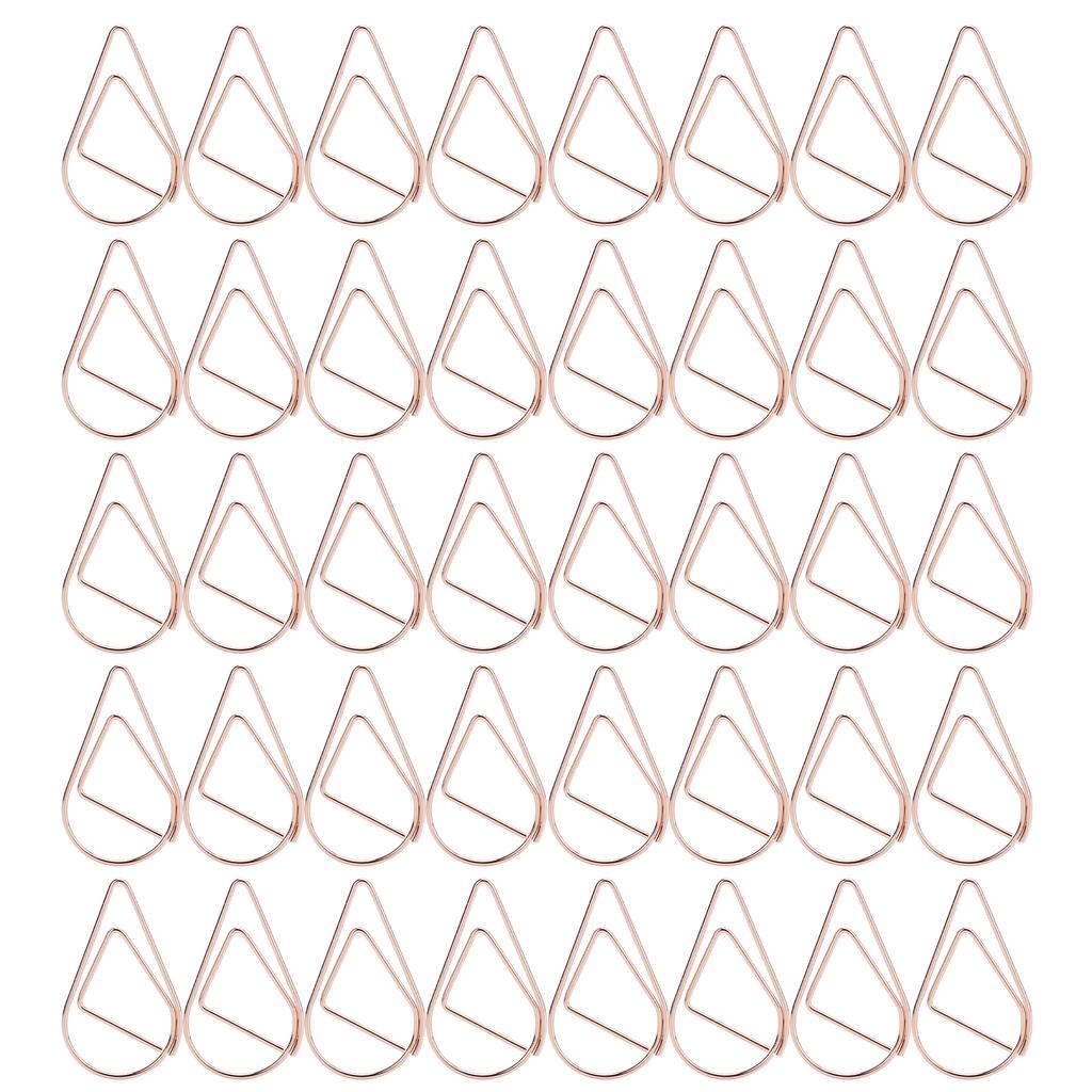 40Pcs Water Drops Shape Paper Clips Rose Gold Cute Pins for Office File Classification