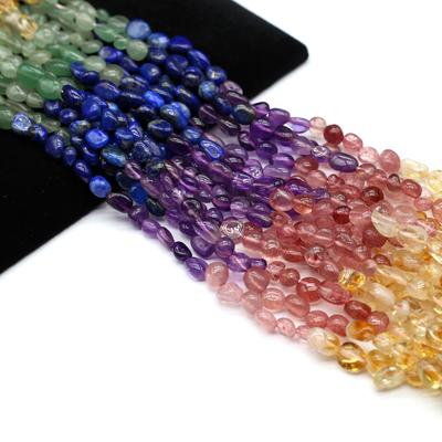 1String Colourful Natural Gemstone Beads, Bohemian Irregular Oval Loose Spacer Beads for Jewelry Making Christmas Crafts DIY Necklaces Bracelets 38cm