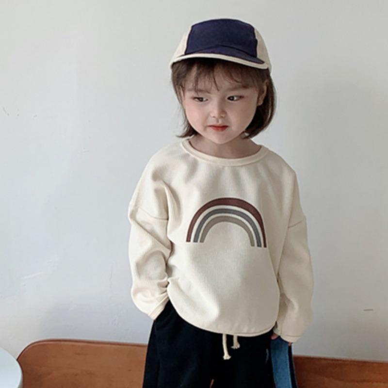 Autumn New Children's Waffle Long Sleeve Round Neck Pullover Sweater