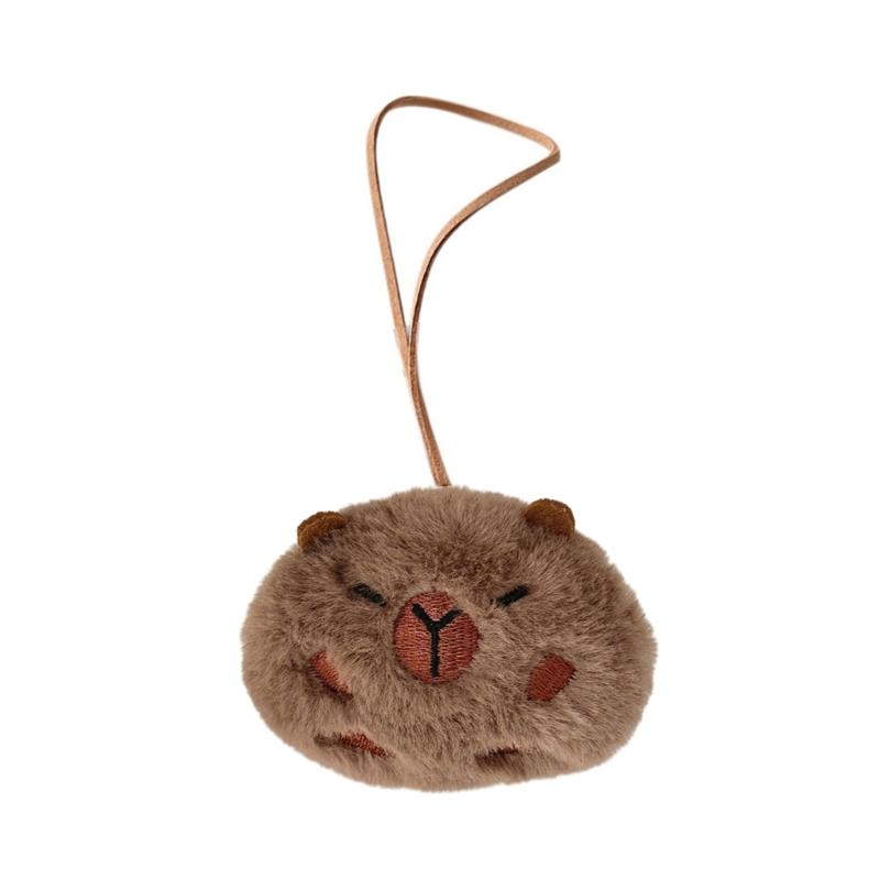 Pack of 4 Capybara Plush Keychains Charm Animal Shaped Keyring Bag and Phone Pendants Accessories Handmade Decoration