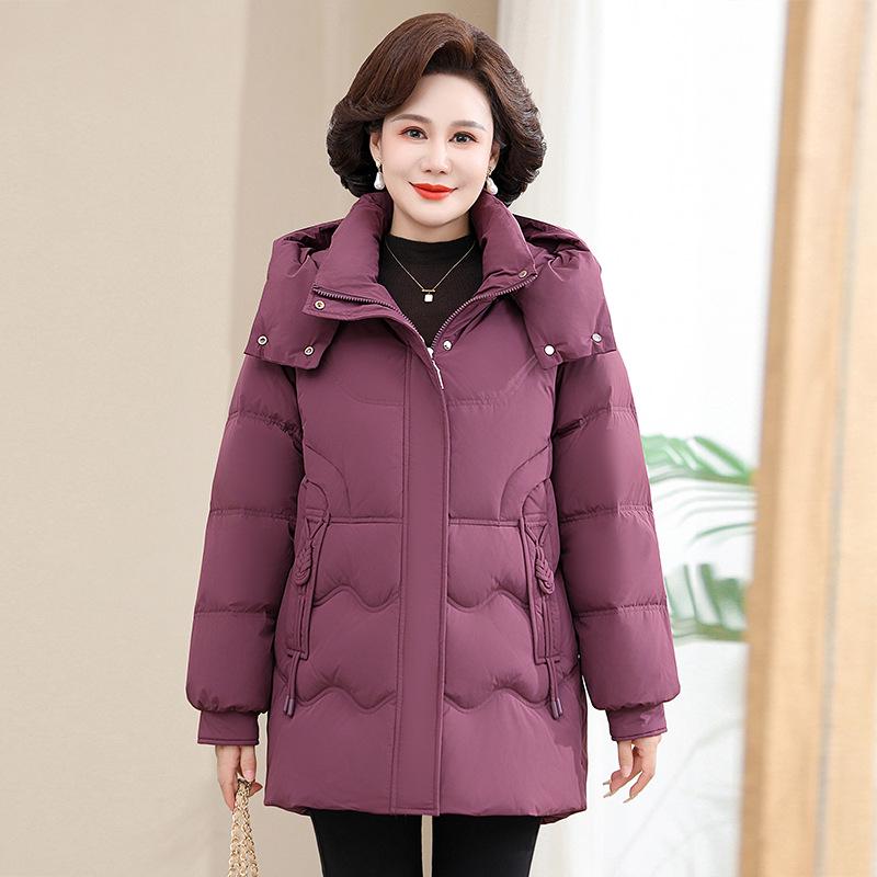 2024 Women's Genuine Mid-Length Thick Down Jacket for Middle-Aged & Elderly