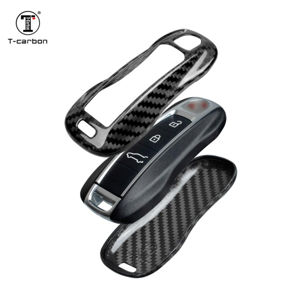 T-carbon Kohlefaser Autoschlüssel Hülle Abdeckung Schale Passend für Porsche 911 Panamera Macan Schlüsselabdeckung Auto Innenzubehör