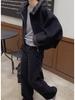 Korean Dongdaemun Patchwork Hooded Drawstring Wool Coat for Women (Autumn/Winter)